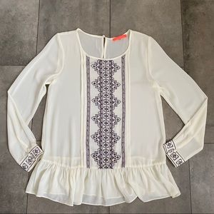 Lulumari embroidered blouse cream purple gold S